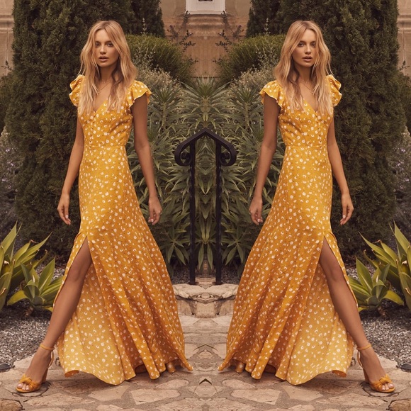 Lulus Dresses & Skirts - Lulus | Freshly Picked Mustard Floral Maxi Dress